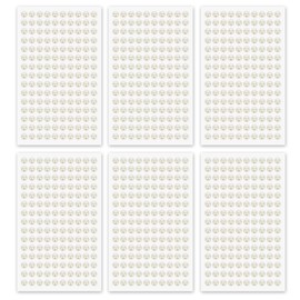 MYDBUYSOME 900PCS Pearl Stickers Pearls for Crafting - Self Adhesive Pearls for Hair Face Makeup Eye Nail Crafts, Stick On Gems (6 Sheets, 8mm Round)