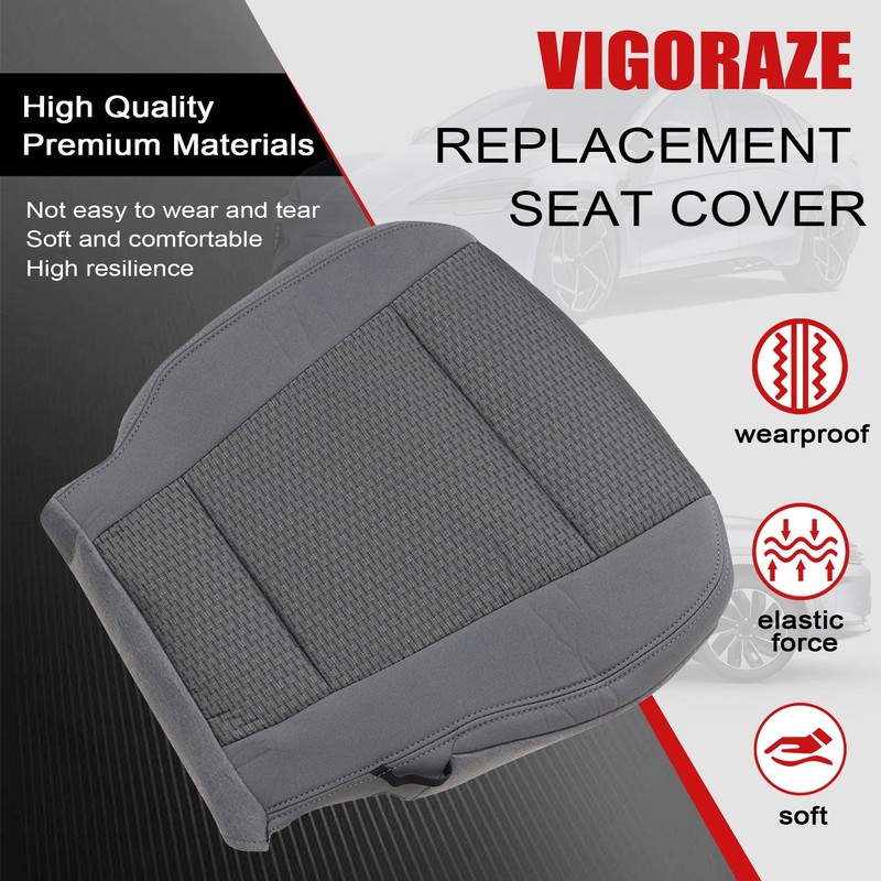 Vigoraze Front Driver Side Bottom Cloth Seat Cover Gray &