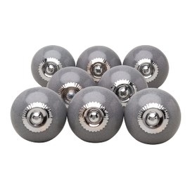 G Decor Dark Grey Crackle Handmade Design Round Ceramic Door Knobs, Vintage, Shabby Chic, Interior Furniture, Cabinet Wardrobe Cupboard Drawers Pulls Handles (8-Pack)