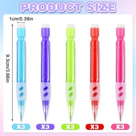 Mabor 15 Pcs Mini Mechanical Pencils 0.7 mm Automatic Pencils with Mini Erasers Pens Stationery Supplies for Home Office School Writing Drawing Sketching