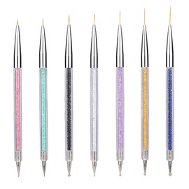 Nail Art Liner Brushes, Nail Art Point Drill Drawing Brush Pen Double Ended Dotting Tools Set,Dual-ended Painting Nail Design Brush Pen Include Liner Brushes and Dotting Pen 5/7/9/11/14/16/20 mm,7pcs