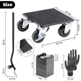 Upgraded 6.3" Heavy Furniture Movers, Lifter with 4*360° Wheels Movers Tools Carbon Steel Base with 2 Brake Heavy Duty Easy Moving Refrigerator Sofa Load 3306LB/1500KG Weight -Furniture Lifter & Pads