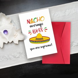 Huameigf Cute Thank You Card for Boss, Funny Boss Day Cards Gifts for Him Her, Happy Boss’s Day Card for Employer, Nacho Average Boss You Are Supreme…