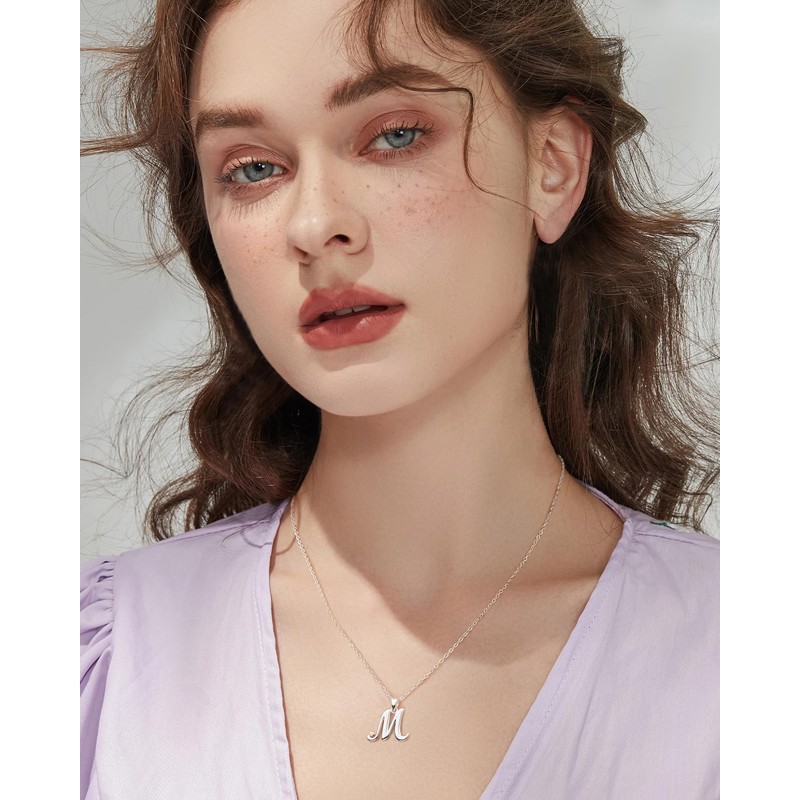 Mesovor 925 Sterling Silver Necklaces for Women, Dainty Initial Name