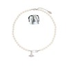 Generic Lucrece Saturn Safety Pin Necklace Stainless Pearl Orb Necklace