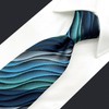 Shiraku to Wing Men's Necktie, Wavy, Blue, Floral, Silk, Green,