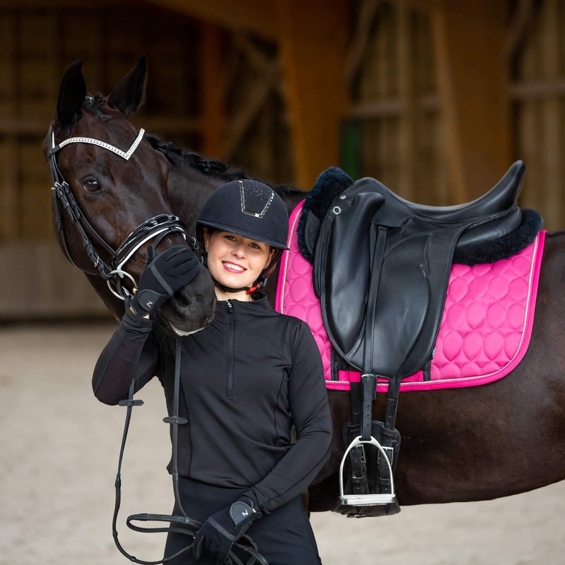 HORZE Grayson Classic Dressage Ergonomic Bridle - Black/White - Warmblood