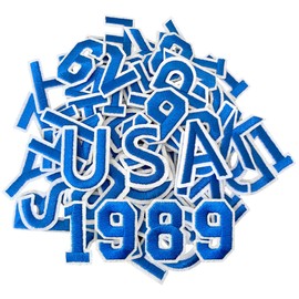 CXWLJL 72Pcs 1.5 Inch Iron on Letter Patches, Numbers 0-9, Letters A-Z Embroidered Applique Patches for Clothes, Skirts, Hats, Socks and Other Apparel DIY Accessories - Blue