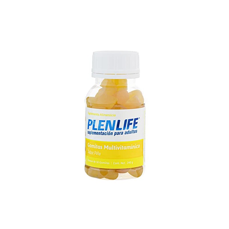 PLENLIFE Multivitamínico en gomitas sin azúcar sabor piña, 50 unidades