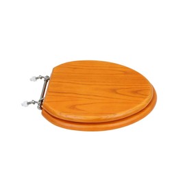 Renovators Supply Manufacturing Golden Oak Wooden Toilet Seat Elongated Toilet Seat With Chrome Hinges And Non Slip Bumper