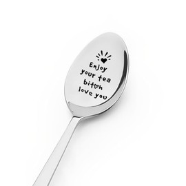 Anniversary Presents for Friend Couple Spoon Gifts for Wife Birthday Valentines Day Gifts for Girlfriend Enjoy Your Tea Spoon for Best Friend Friendship Gifts for BFF Tea Lover Spoons