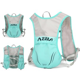 Sahunfri Running Vest Backpack, Lightweight Breathable Hydration Vest with Reflective Strips, Multi-Functional Adjustable Running Vests Womens Men for Outdoor Running Hiking Cycling (Green, One Size)