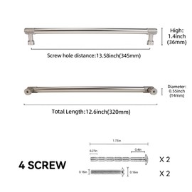 POVEFONK 6 Pack 12-3/5 inch(320mm) Brushed Satin Nickel Kitchen Cabinet Handles Knurled Cabinet Pulls Sliver Drawer Pulls Cabinet Hardware Kitchen Handles Drawer Pulls Dresser Handles