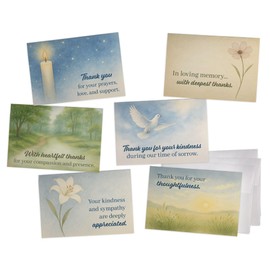 24 Pack Memorial Thank You Cards – Watercolor Sympathy Notes with Envelopes – Bereavement Acknowledgement Cards for Funeral, Loss of Loved One, Grief, Condolence, Celebration of Life