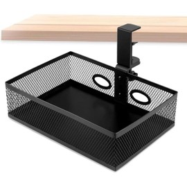 Goulifan Mesh Desk Organiser, 360° Rotating Under Desk Drawer Organiser, Rotating Hidden Desk Organiser, Large Capacity