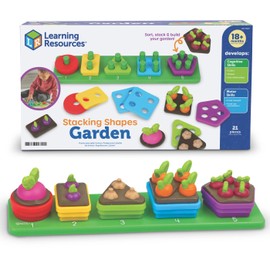 Learning Resources Stacking Shapes Garden, Fine Motor Skills, Stacking and Sorting Puzzle Board, Montessori Toddler Sensory Table Toys, Color Matching, Busy Board, Boy and Girl Gifts