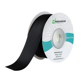 Restaurantware-Gift Tek 10 Yards x 1 Inch Satin Ribbon, 1 Single Faced Fabric Ribbon - Wide, Vibrant, Black Polyester Ribbons, Solid Colored, For Gift Wrapping, Crafts, Weddings, Parties