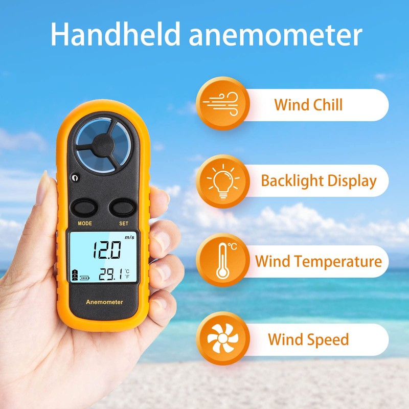 Anemometer Handheld, Light Weight Digital Wind Speed Meter, Wind Speed