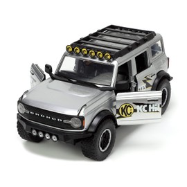 JADATOYS 1:24 JUST TRUCKS w/RACK & WHEELS 2021 FORD BRONCO KC HILITES Mini Car 33852