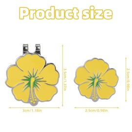 lasuroa Magnetischer Golfball Marker mit Hutclip, Blumenförmiges Golfmarker Magnetset Kappe Hut oder Visierclip Sporttaschen Dekorationszubehör für Damen Herren Golfer Geschenk (Gelb)