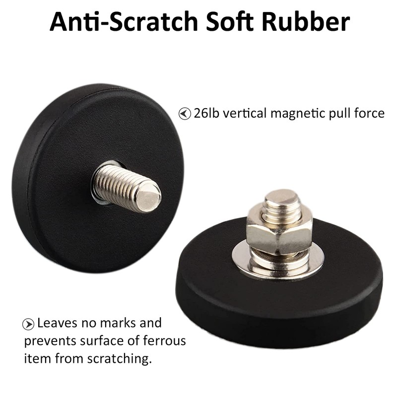 ULIBERMAGNET Neodymium Magnets, Scratch-Resistant with Rubber Coating and M6 Male