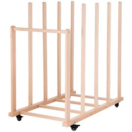 Somime Extra Large Art Canvas Storage Rack, Art Drying Rack, Wooden Canvas Boards Rack with Handle and Caster Wheels for Drawing Boards, Panels, Artwork in Art Studio/Gallery