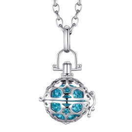 Morella Women’s Guardian Angel Necklace, Stainless Steel, 70 cm, with Spiral and Zirconia Melody Ball Pendant, Comes in Jewellery Bag, Stainless Steel