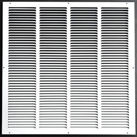 Fits 24x24 Duct Opening Stamped Steel Return Air Grille Vent Cover Grille for Sidewall and Ceiling in White Surface Dimensions: 25.75" W X 25.75" H (24" W x 24" H Duct Opening)