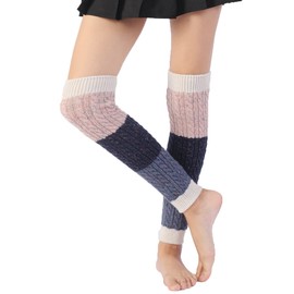 YAMEE Leg Warmers for Women Winter, Leg Warmers Knee Warmers Knitted Winter Leg Warmers Long Socks Knee Socks for Women Girls, a