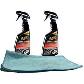 Meguiar's Natural Shine Vinyl & Rubber Protectant (16 oz.) Bundle with Microfiber Cloth (3 Items)