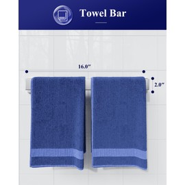 Kitsure Towel Racks for Bathroom - 5-Pieces Bathroom Hardware Set & Accessories, Rustproof Toilet Paper Holder, Towel Holder, Ring, Bar for Bathroom Wall Mounted, Silver, 16" x 2"