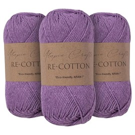 Utopia Crafts Re-Cotton Knitting Yarn 3X 100g (Muted Purple)