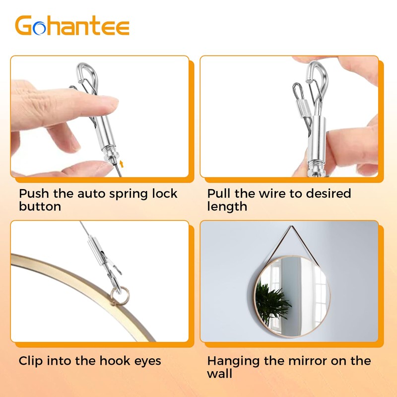 8Pcs Adjustable Picture Hanging Wire Kit, 4Pcs x 1m (3.3ft)
