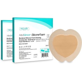 MedVance Silicone Bordered Adhesive Sacral Wound Dressing – 7" x 7" – Soft, Flexible & Conformable Foam Dressing for Pressure Ulcers, Bedsores, and Post-Surgical Wounds – Advanced Absorbent Wound Care – Box of 10