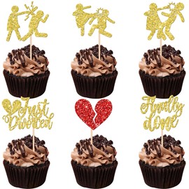 30 piezas de adornos de divorcio para magdalenas con purpurina finalmente hecho, solo divorciado, para romper el tema, despedida de soltero, divorcio, fiesta, decoración de pasteles, suministros de oro