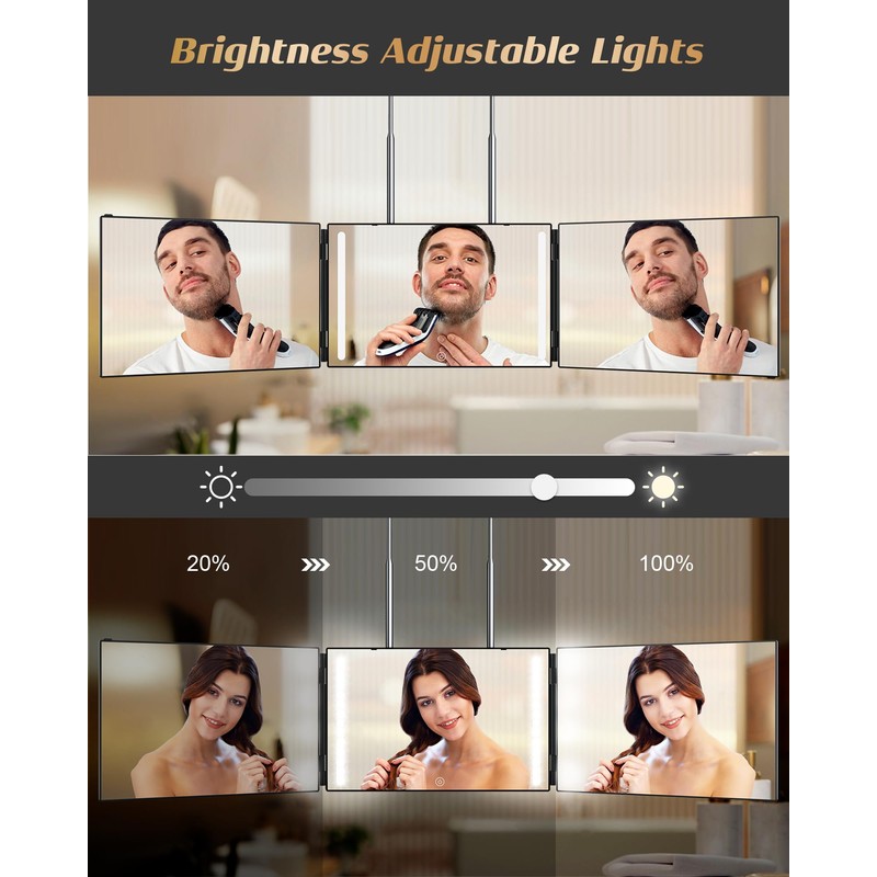 JUSRON 360 Viewing Angle Self Hair Cutting Mirror, Clear Anti-Fog