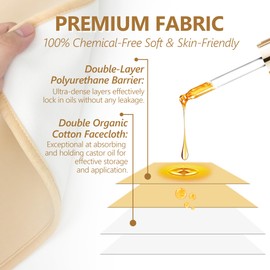 YUEUR 2Pcs Organic Cotton Castor Oil Packs - Reusable Hot/Cold Compress with Adjustable Strap for Full Body & Targeted Areas (Breast/Neck/Back/Knee/Stomach) - Anti-Leak & Machine Washable