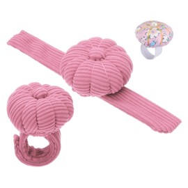 PATIKIL Wrist Pumpkin Pin Cushion, Snap Pin Cushion with Elastic Strap Ring Portable Embroidery Needle Pin Storage for Hand Craft Knitting, Light Pink