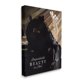 Stupell Industries Black Vintage Train Locomotive Imperishable Beauty Phrase, Designed by Lawernce Gipe Canvas Wall Art, 16 x 20