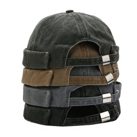 Faringoto Unisex Docker Cap Hats Skullcap Beanie Worker Sailor Cap Brimless Cap 4Pack