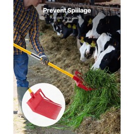 Durable 61-Tine Manure Fork with 18 Angled Fiberglass Handle Long Pitchfork Muck Rake Tool for Horse Manure 18 Angled TinesDefault: Default