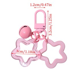 Pack of 5 Star Key Chains, Candy Colour Acrylic Pentagram Lanyard, Cute Stars Bell Key Rings, Five-Pointed Star Charms, Pendant Keychain for Women Men Key Ring Car, Yellow, brown, purple, pink, blue