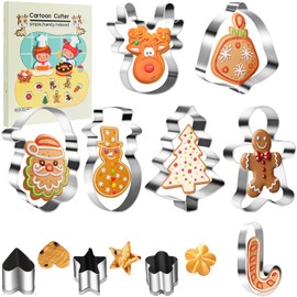 Christmas Cookie Cutters,Christmas Sandwich Cutter for Kids,10 Pcs Cookie Cutters Set,Bread Cutter Set,Fruit Cutters,DIY Mold for Kids Boys and Girls.
