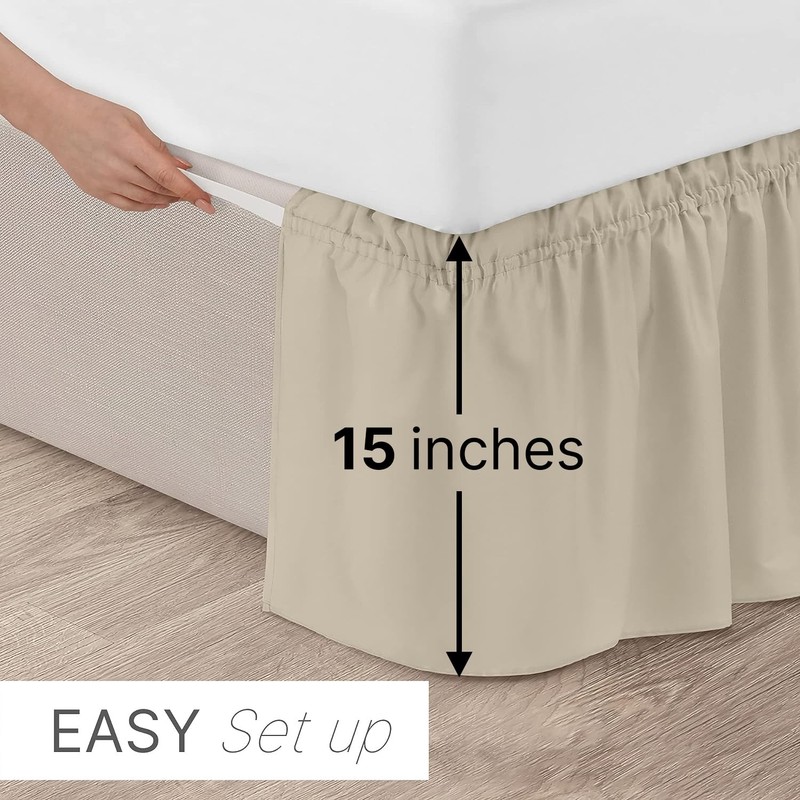 Wrap Around Dust Ruffle Bed Skirt - Cream - for