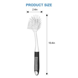 SetSail SetSail Dish Brush with Handle, 2 Pack Stiff Bristles Dish Scrubber with Built-in Scraper Dish Scrub Brushes for Cleaning Dishes, Pots and Pans, Kitchen Sink, 3 Pack, Black White