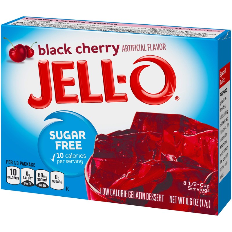 Jell-O Black Cherry Gelatin Mix (0.6 Ounce Box, Pack of