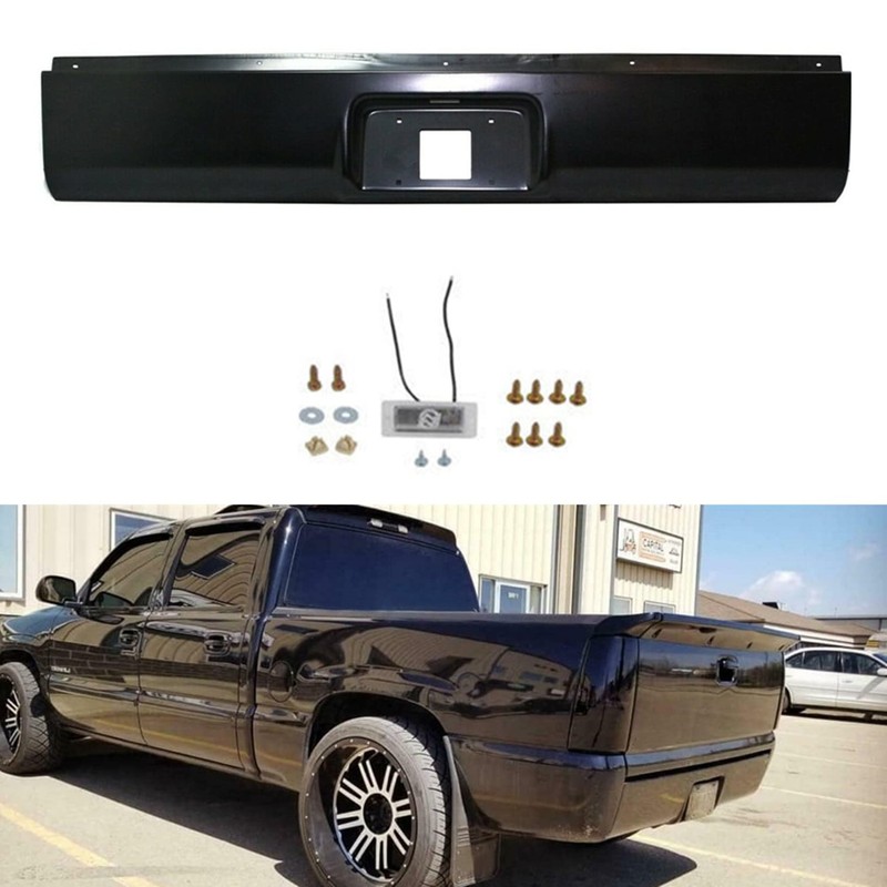 Rear Roll Pan Bumper with License Plate Pickup Trucks Steel