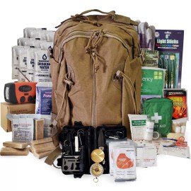 Sirius Survival 2 Person Emergency Kit/Survival Backpack for 72 Hours, Natural Disasters & More - Tan