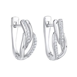 SILVEGO Mirabelle QRDK09 Women's Earrings 925 Sterling Silver with Clear Zirconia, Silver, Cubic Zirconia