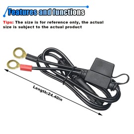 SAE Extension Cable, 24.4'' Ring Terminal Harness Accessory Cable, 18AWG Battery Connector, Quick Disconnect Cord Adapter for Cars, Motorcycles, ATVs